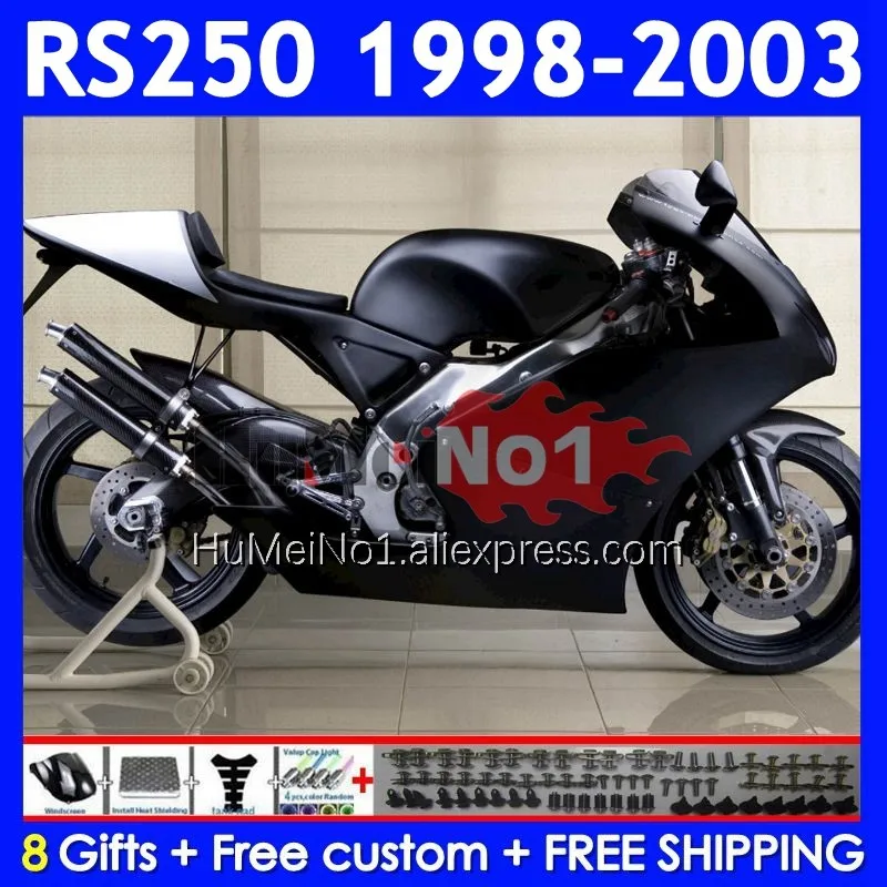 RS250RR For Aprilia RSV250 RS 250 RS250 RR 98 99 00 01 02 03 318No.22 RS-250 black matte 1998 1999 2000 2001 2002 2003 Fairing