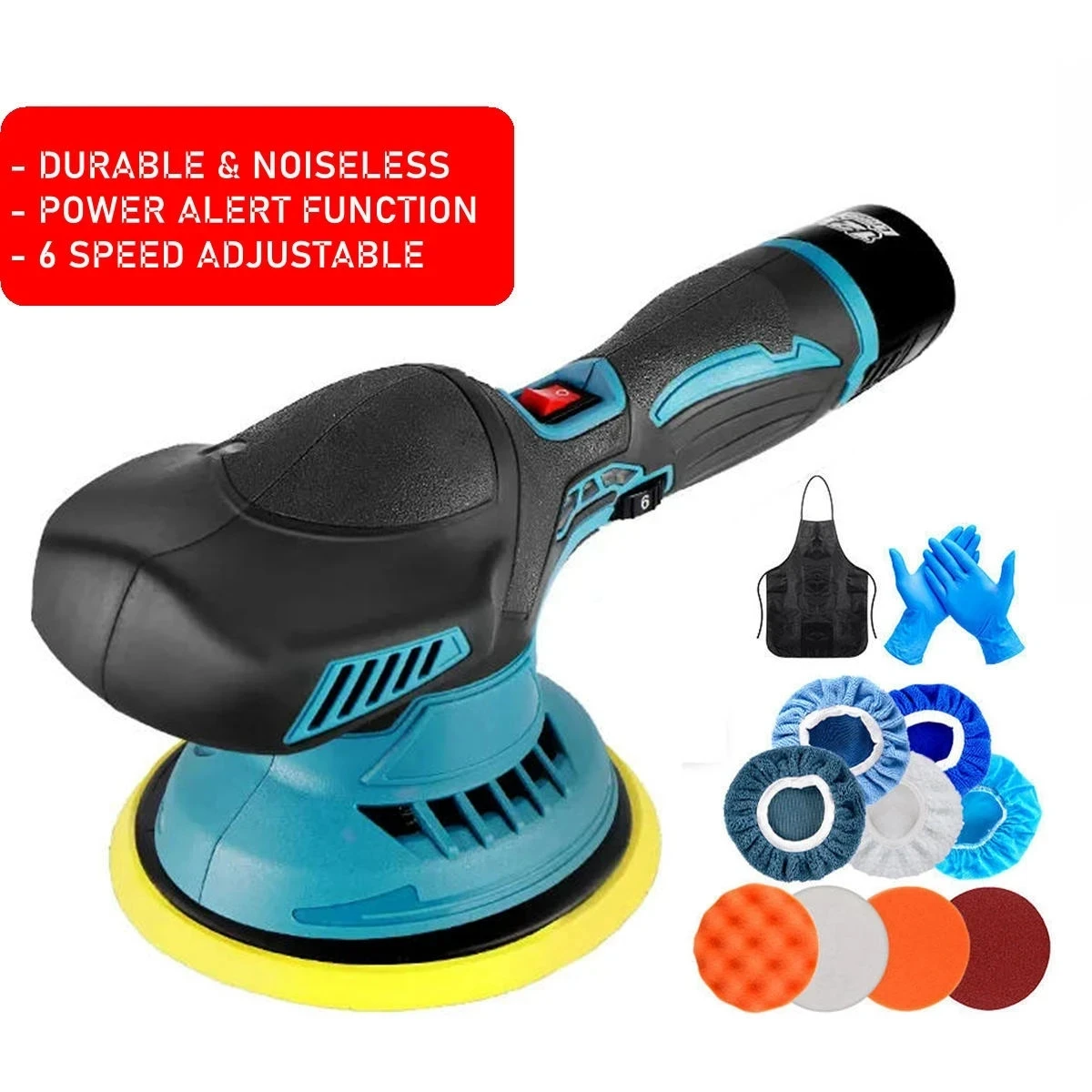 6000RPM 12V Cordless Car Polisher 6 Speed Adjustment Electric Dual Action Wireless Car Polishing Machine and Waxing Power Tools