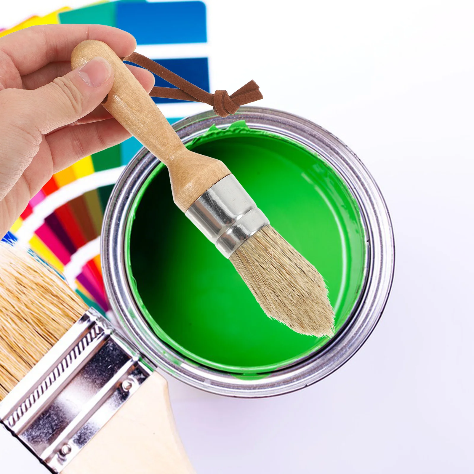 

2pcs Car Washing Paint Brushes Multi-Use Bristle Painting Tool For Wall Art Waxing Furniture Oil Industrial Portable Wood Handle