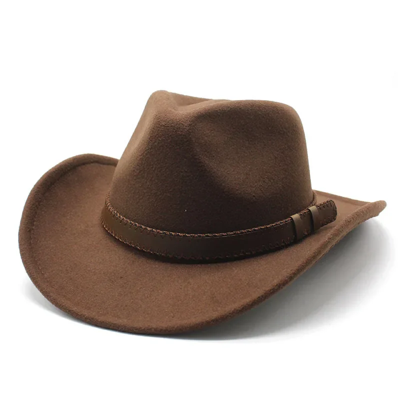 Women's Men's Wool Hollow Western Cowboy Hat with Fashion Belt Size Gentleman Lady Jazz Cowgirl Jazz Toca Sombrero Cap