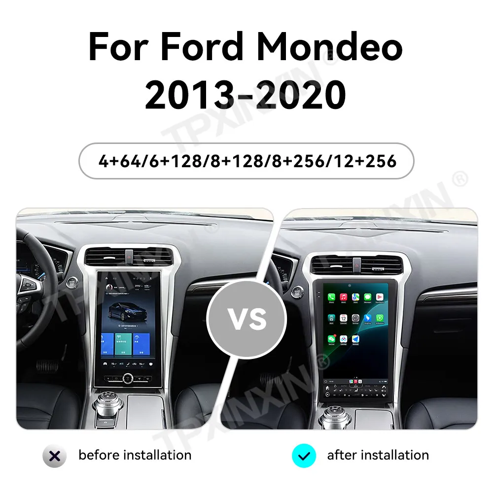 13.8Inch Vertical Screen Android 14 For Ford Mondeo 2013 - 2020 Car Multimedia Player GPS Navi Radio Wireless Carplay Head Unit