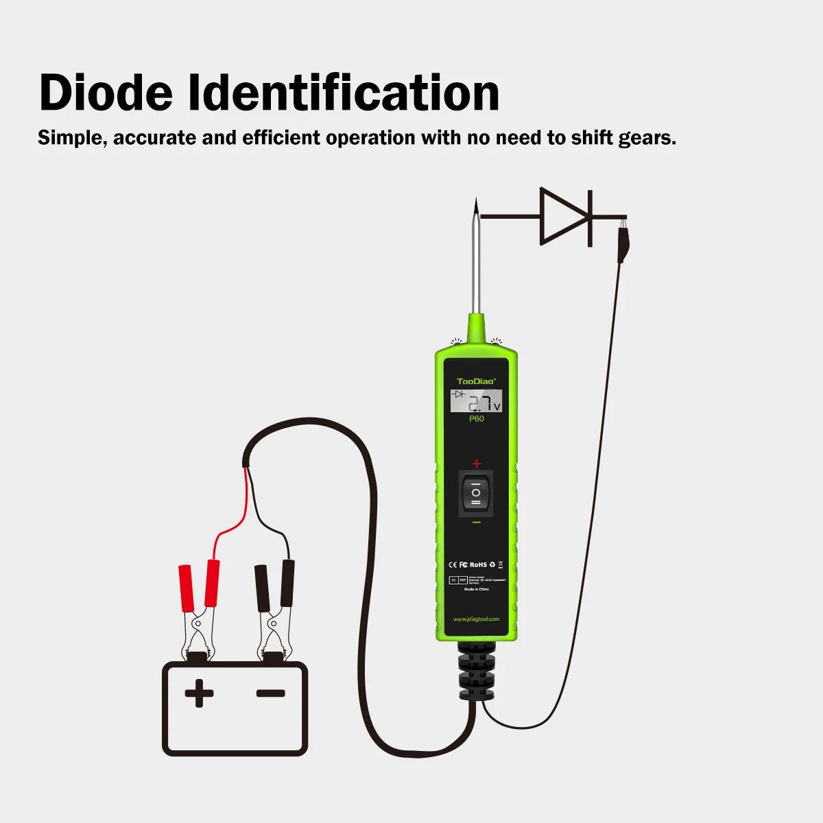 Jdiag P60 Topdiag Car Electrical System Tester Automotive Power Circuit Probe Tester 12V 24V Battery Tester Auto Diagnostic Tool