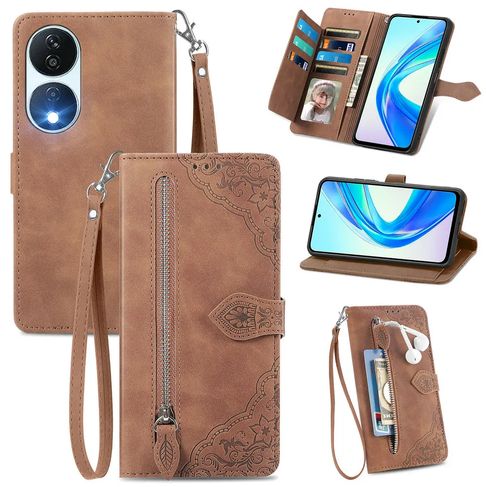 

Honor X7b 5G 2024 Premium Flip Case Zipper Wallet Book Funda Honor X8B X9B X7 B X8 X9 X7B 50 MP Leather 360 Protect Flip Cover