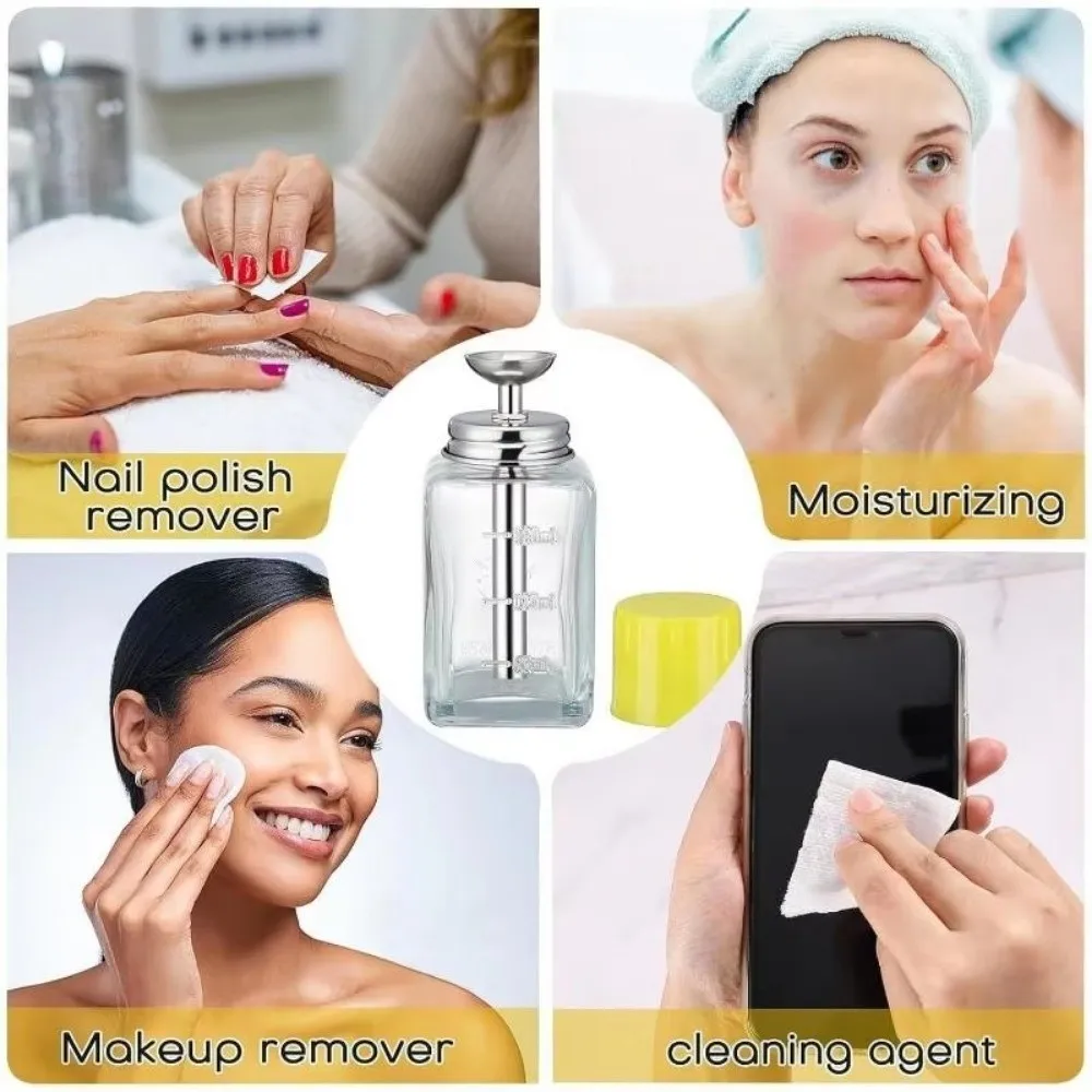 180ml Druckpumpenspender, Anti-Spritz-Netz, Nagellackentfernerflasche, Klarglas-Flüssigkeitspumpenspenderflasche – Detail 4