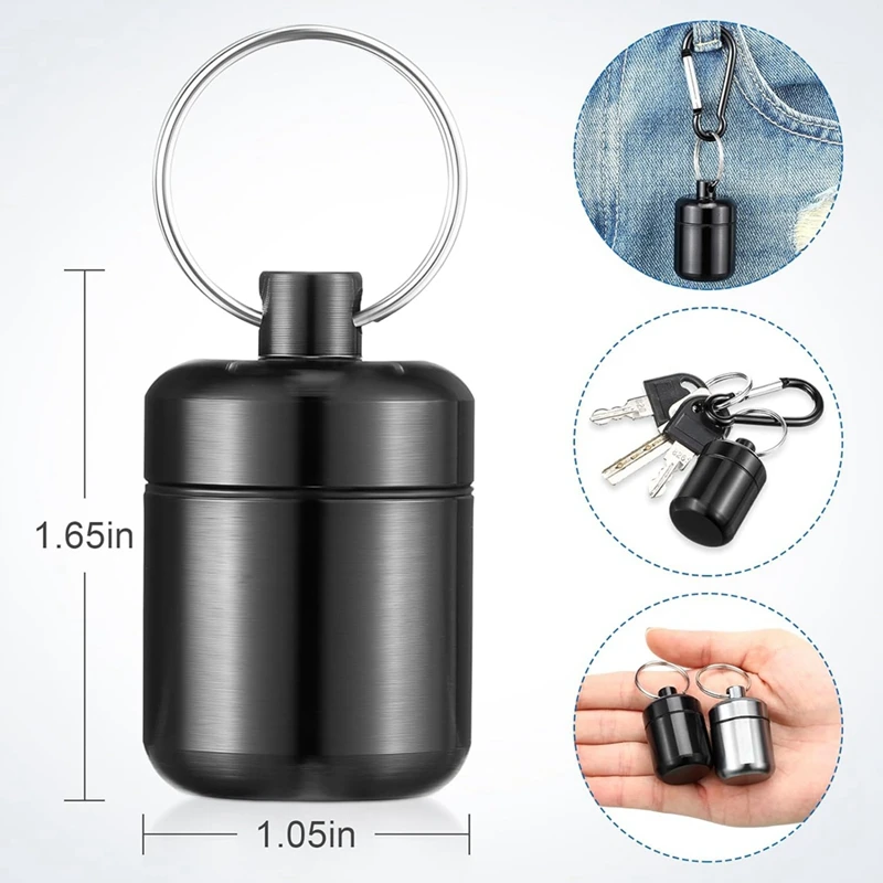 4 Pack Ear Plug Carrying Case Keychain, Portable Keychain Pill Case, Waterproof Metal Earplug Case Small Pill Container