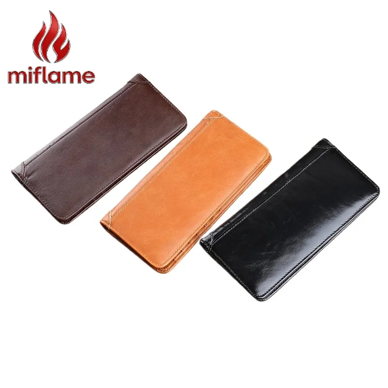 Men's Crazy Horse Leather Long Wallet Large Capacity Credit Card Holder Simple Vintage Business Travel Clutch Wallet