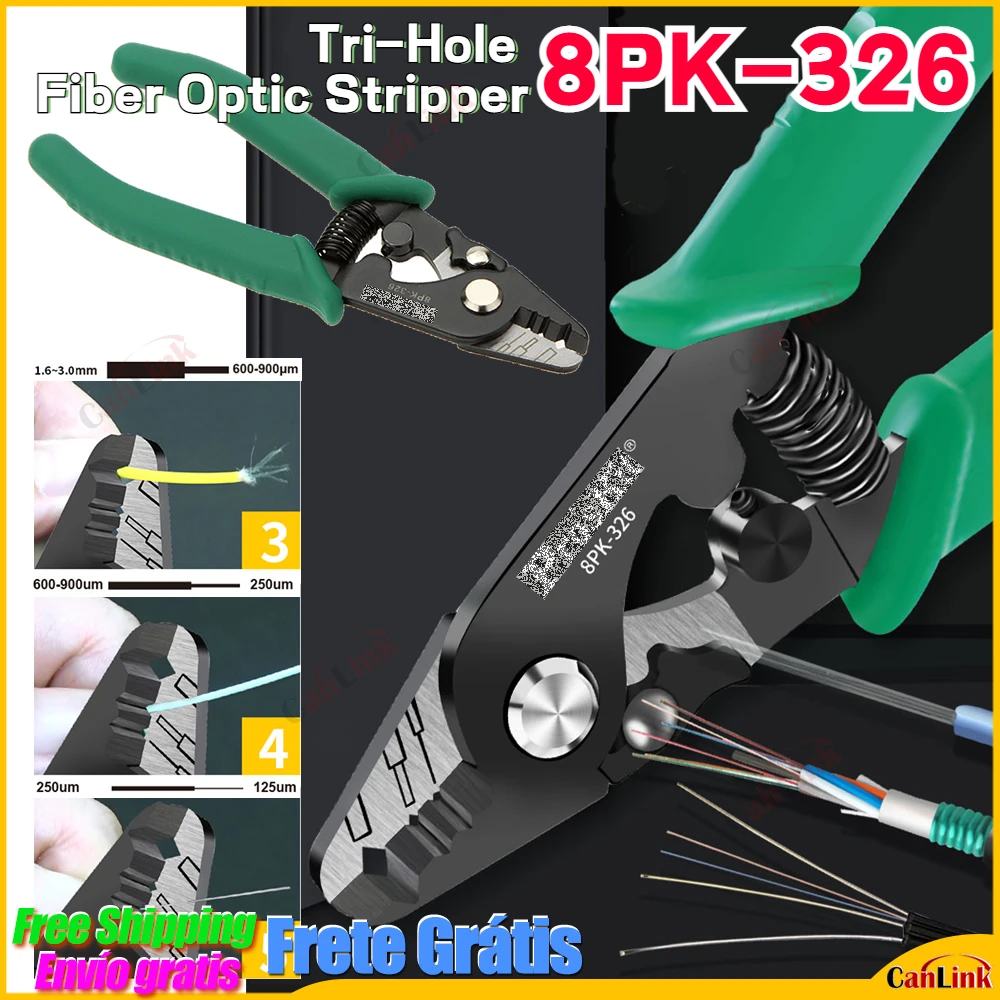 High Quality 8PK-326 Fiber Stripping Pliers 8PK 326 Tri-Hole Fiber Optic Stripper 8PK/326 FTTH FIber Wire Stripper Free Shipping