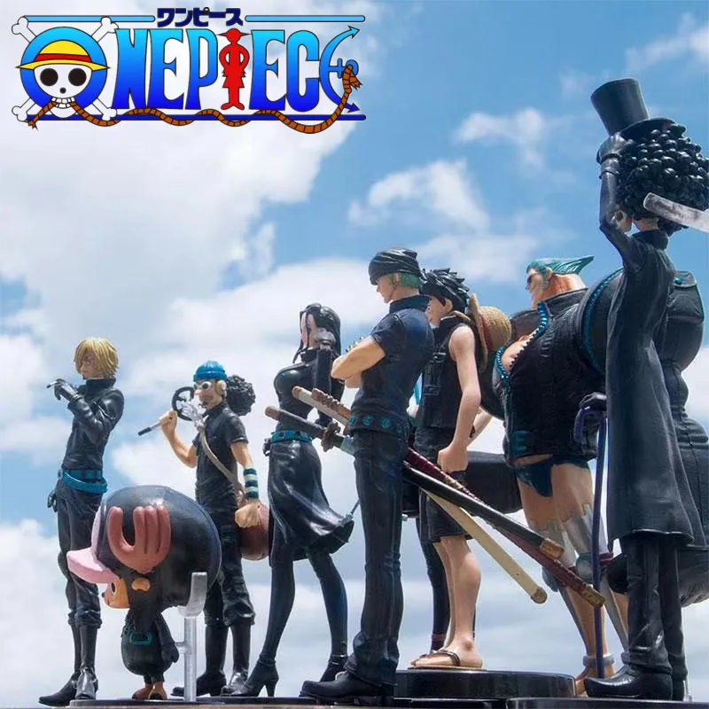 9-17cm 9Pcs Set Black Golden White Color Anime Figure One Piece Luffy Zoro Sanji Nami Brook Action Figure Collection Model Toys