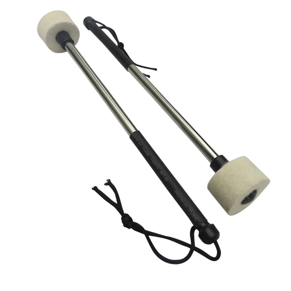 Big Drum Mallet Wool Felt Head Stainless Steel Handle Snare Drumstick For Percussion Instrument Drum Sticks Accessories