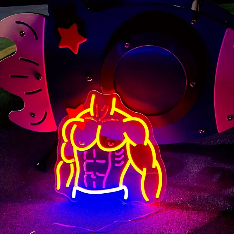 Fitness Neon Light，Muscle Body PatternLEDLamp，Gym/Store/Room Neon Light，Decorative Lamp，5VVoltageLEDNeon Light