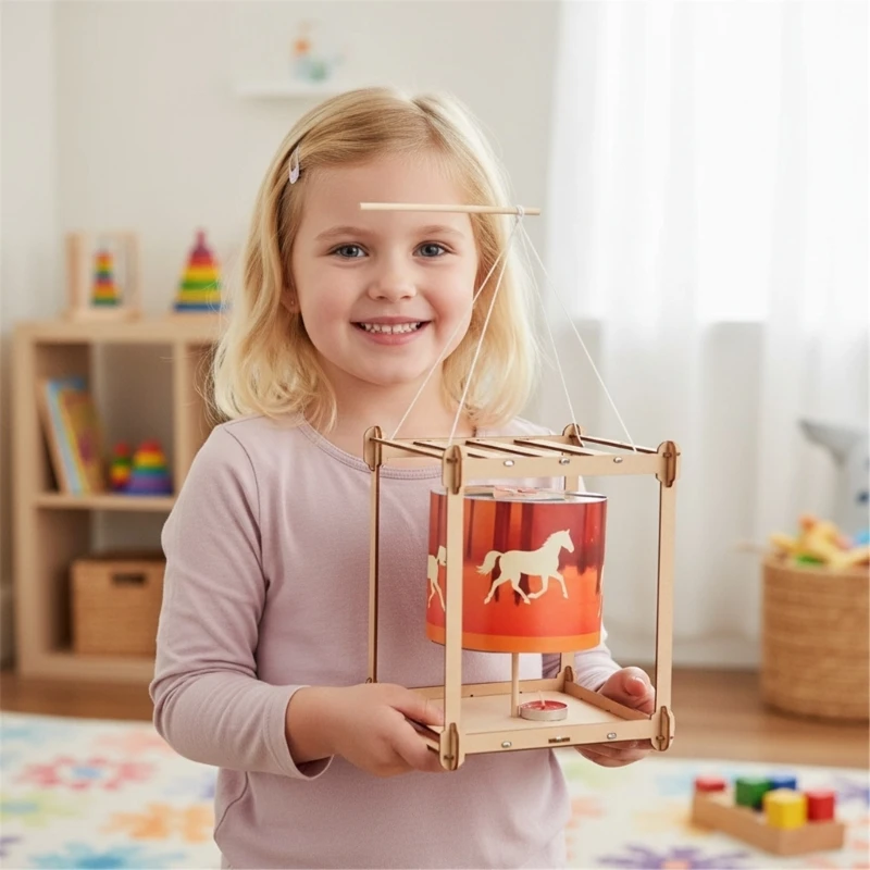 Natural Educational Zoetrope Science Experiment Assembly Set For Children Physics Learning Tool Easy To Assemble