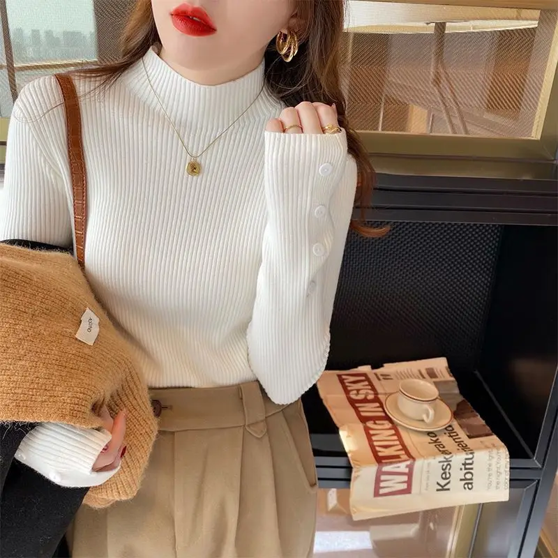 

Вязаный свитер, женские пуловеры, новый белый вязаный свитер с длинным рукавом, пуловер, женские топы, свитера Sueters De Mujer Q816