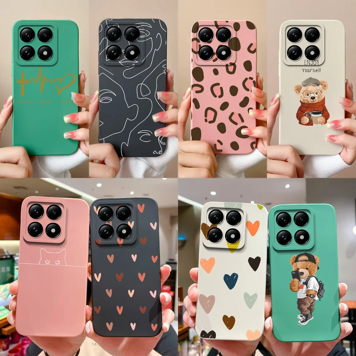 Cases For Xiaomi 14T 14T Pro Colorful Love Heart Liquid Durable Shockproof High Quality Cover For Xiaomi 14T Pro Coque Funda