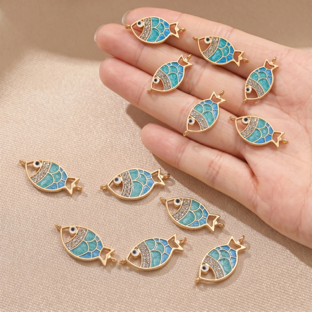 Jewelry Making Loops - 5pcs Enamel Fish Charms for Jewelry