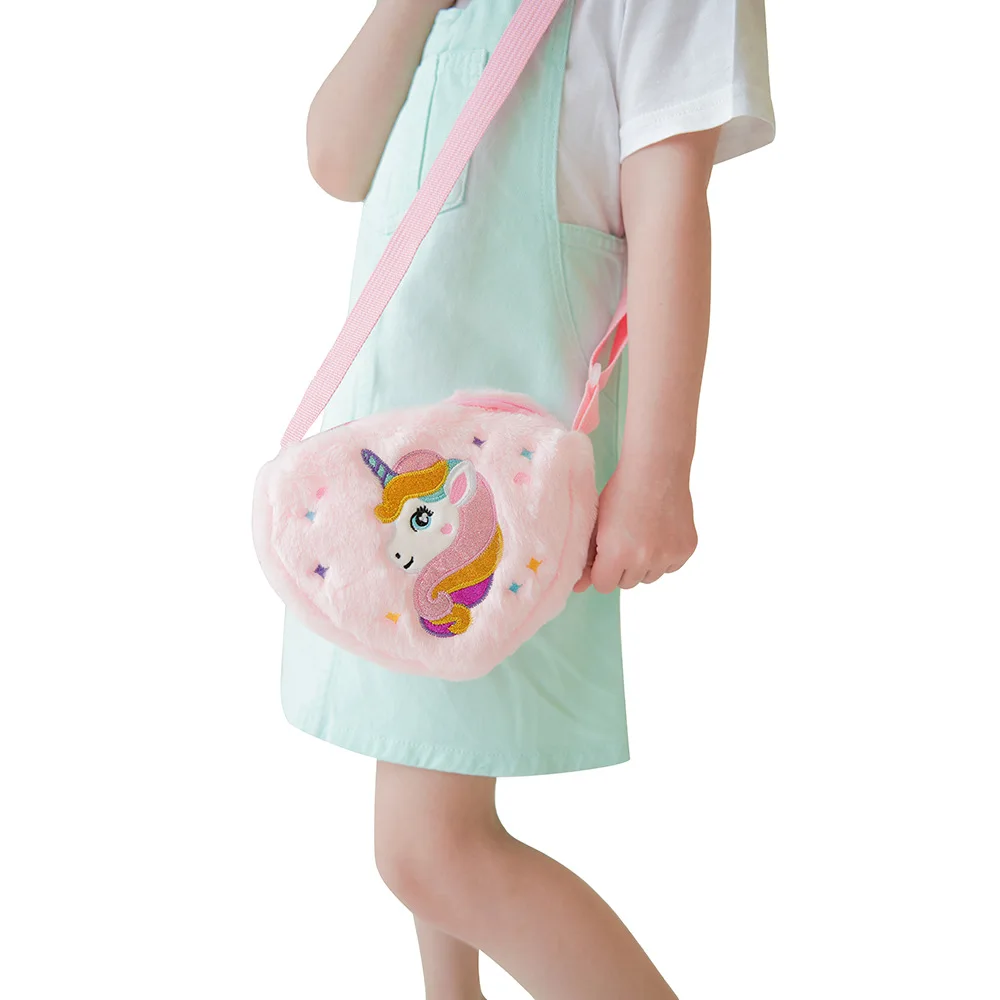 Kawaii Plush Crossbody Bag with Adjustable Shoulder Strap Cute Fluffy Unicorn Shoulder Purses Unique Handbag Tote with Zipper - view 4
