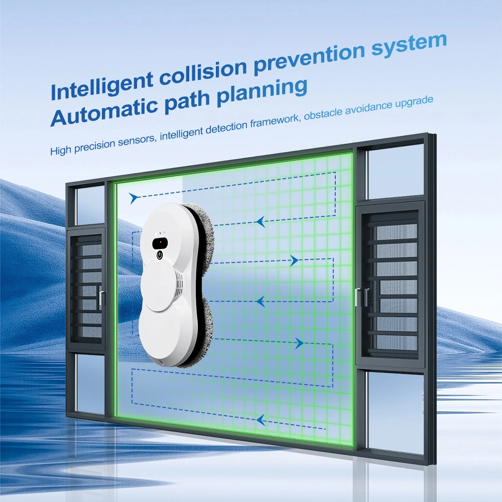 PuRuiKai robot aspirapolvere robot elettrico automatico per la pulizia delle finestre, con telecomando, spray automatico bidirezionale