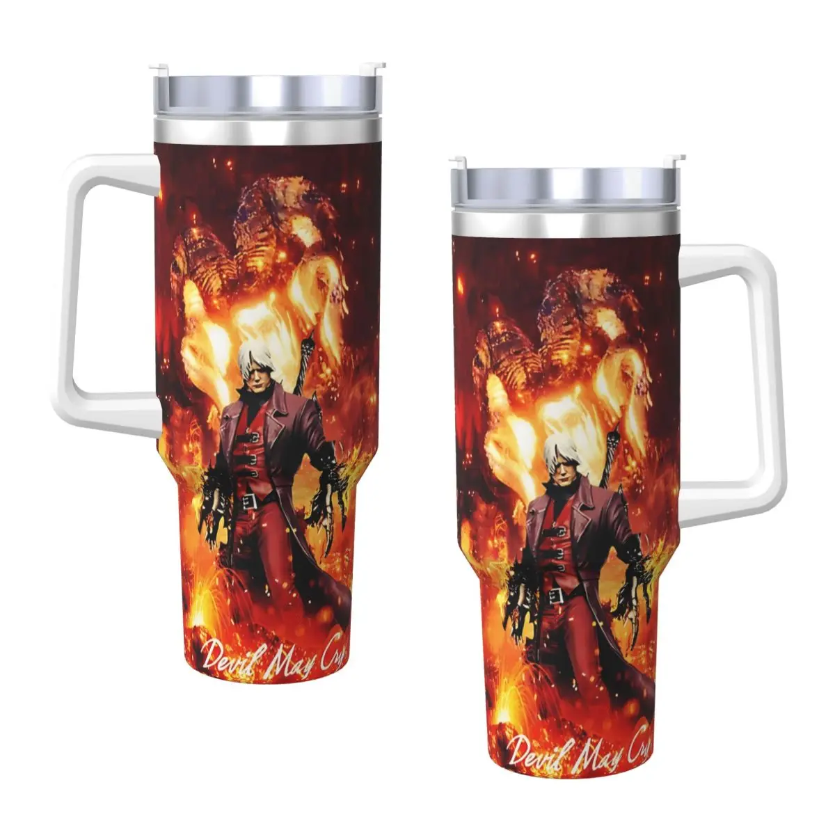 Devil May Cry 5 Dante Stainless Steel Tumbler Camping Mugs Cup 40oz Thermal Cups Insulated Cold and Hot Milk Tea Water Bottle