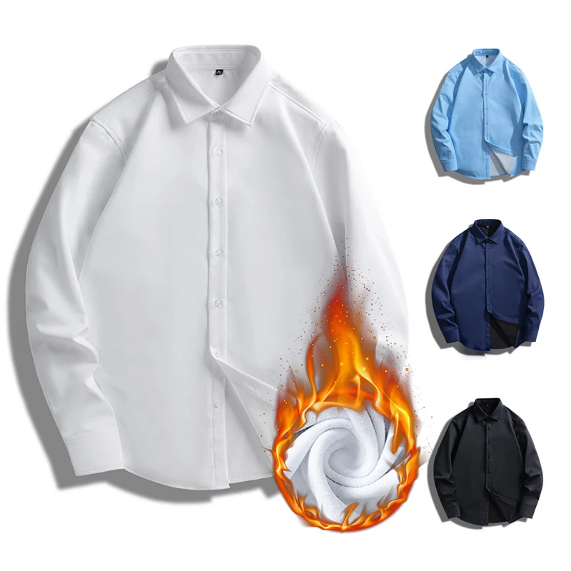 

Зима-Осень, мужская рубашка с длинным рукавом на флисовой подкладке, утолщенная теплая повседневная деловая рубашка, мужские фланелевые термоплатья, рубашки, топы