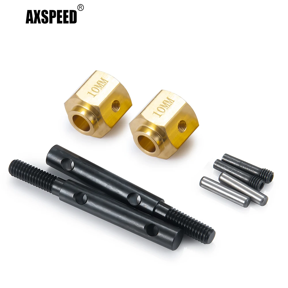 AXSPEED Extended 10mm/13mm Wheel Hub Adapter With Portal Axle Drive Gear Shaft for 1/10 RC Car Axial SCX10 III AXI03007 Wrangler
