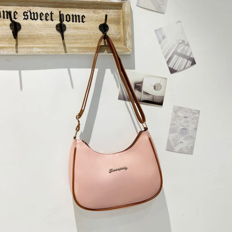 2024 Hot-selling Contrasting Color Shoulder Bag Fashionable Solid Color Underarm Bag Elegant and High-end Women\'s Messenger Bag