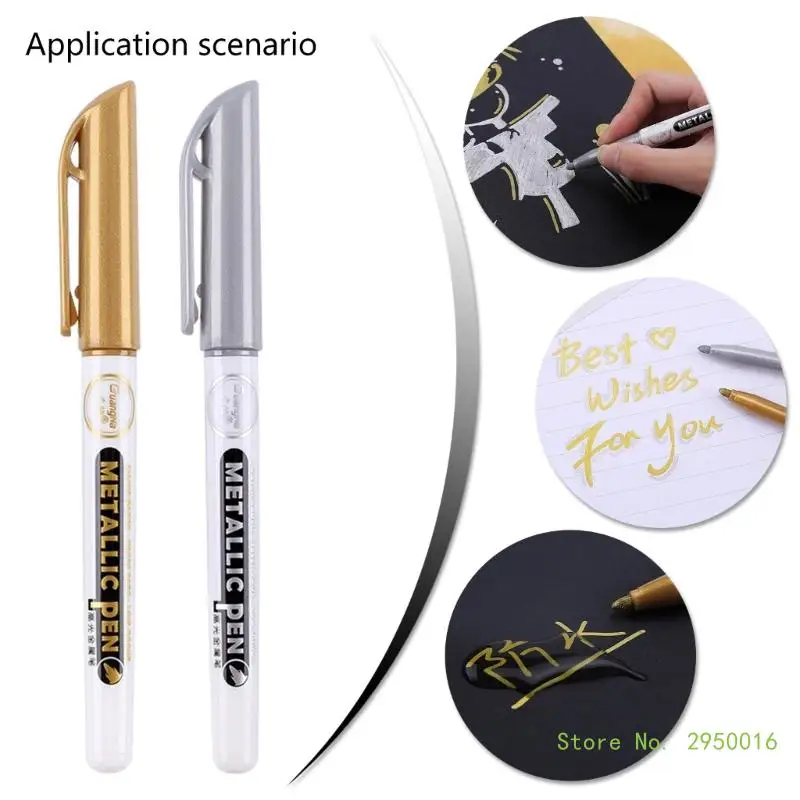 10 Pcs Metallic Marker Pen Metallic Pen Waterproof Metallic Marker for Scrapbooking Stones Cards Photo Album Glass Metal