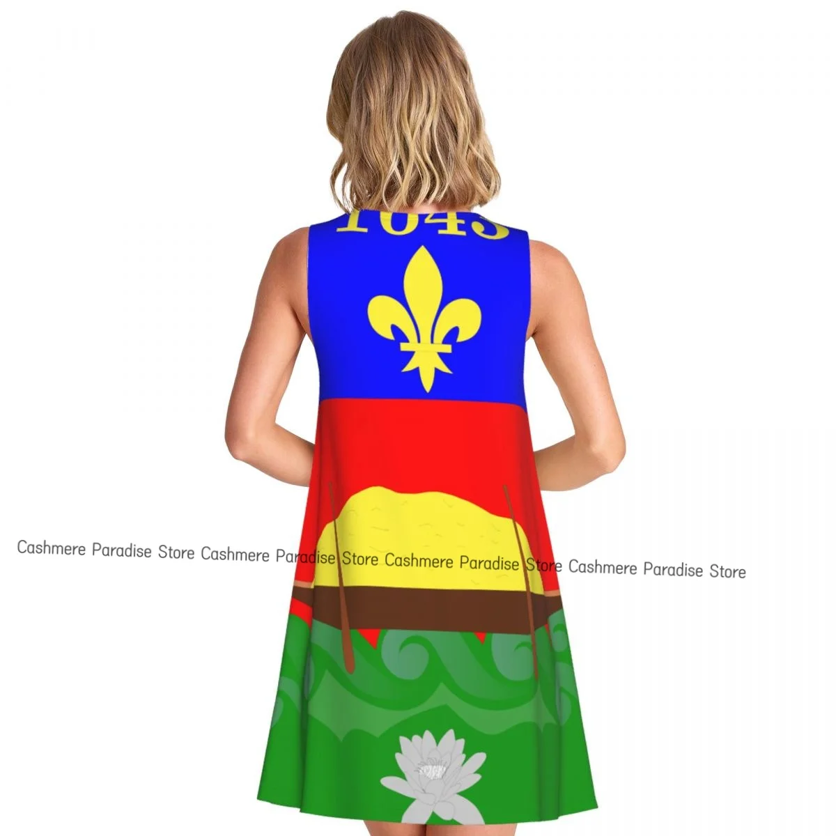 فستان نسائي علم Guiana الفرنسي صيفي كاجوال فساتين تي شيرت لتغطية الشاطئ فستان بدون أكمام #2