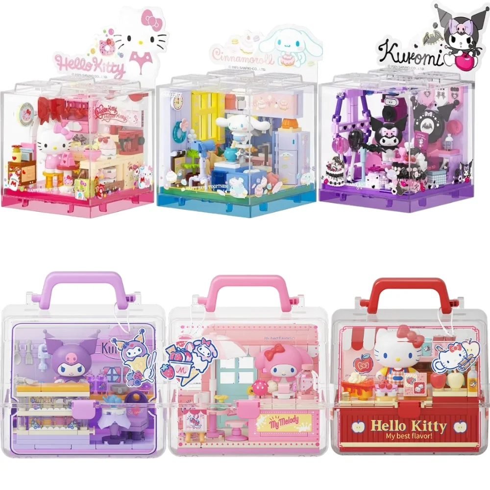 AREAX Building Blocks Sanrio Building Blocks Kuromi Building Blocks Hello Kitty Cute Puzzle Assembly Accessories Toys Gifts
