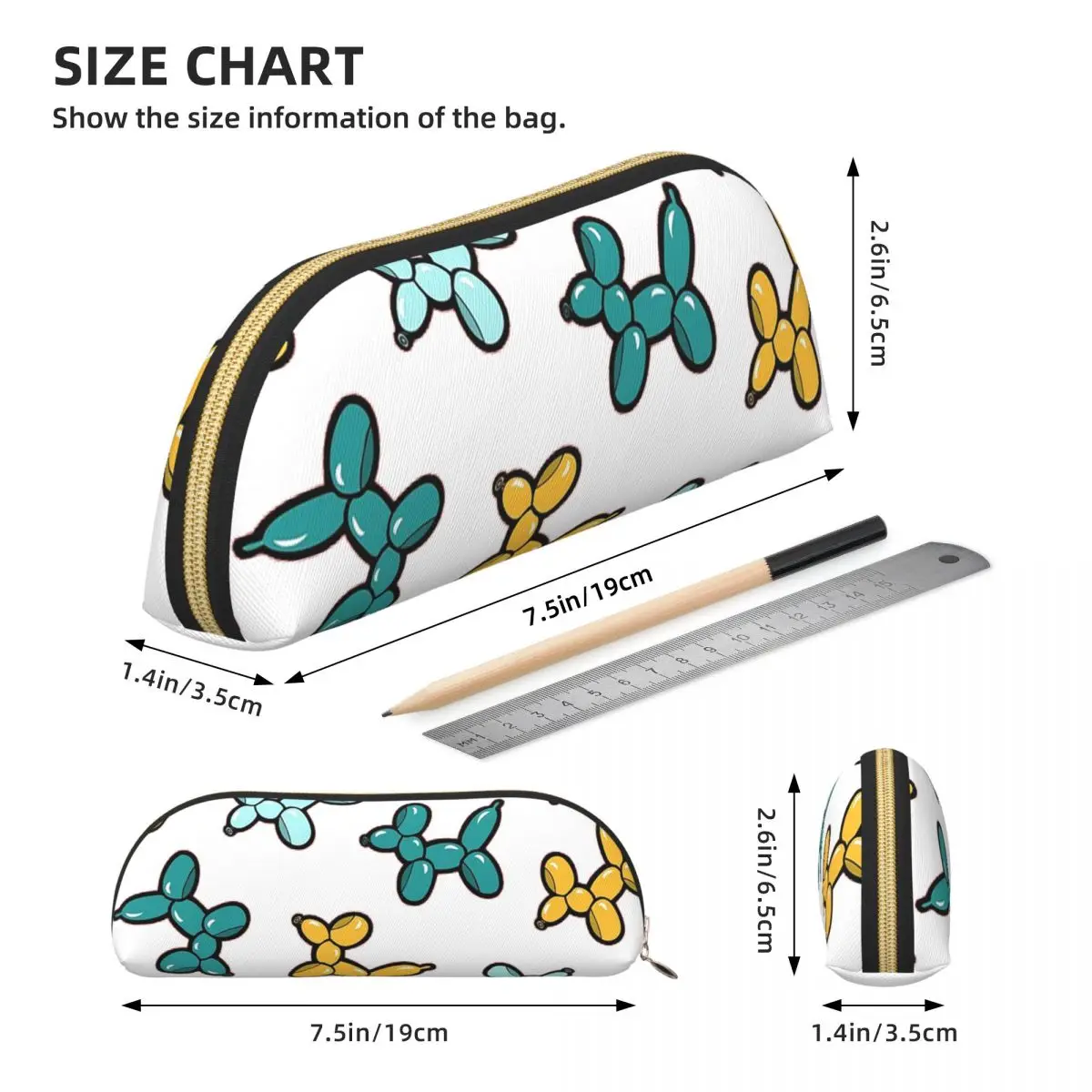بالون الحيوان الكلاب نمط في مقلمة حمراء حامل قلم تخزين لوازم مكتبية صندوق القلم حقيبة أقلام رصاص لهدايا الأطفال