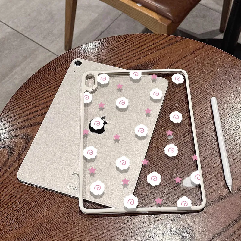 Funda Transparente con Diseño de Estrellas Narutomaki Estilo Coreano Y2K para iPad Pro 13 11.ª Gen. M5 M4 12.9 A16 10 8 7 9.ª Gen. 10.ª Gen. Air 11 M2 M3 Mini Tablet