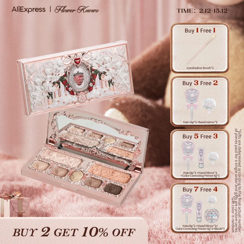 

Палитра для макияжа Flower Knows Strawberry Cupid Collection, 14 г, розовые тени для век/думяна/хайлайтер
