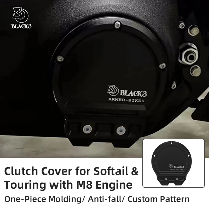 

BLACK3 Clutch Cover Derby Cover Custom LOGO for Harley 2018-UP Softail Low Rider S/ST 2017-UP Touring Road/ Street Glide FLHXSE