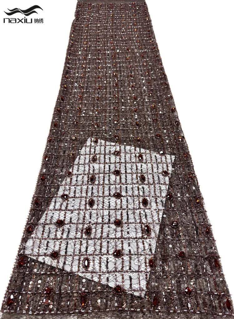 

Madison New Latest High End French Beaded Lace Fabric 2026 African Sequins Embroidery Stone Tulle Mesh Lace For Wedding Dress