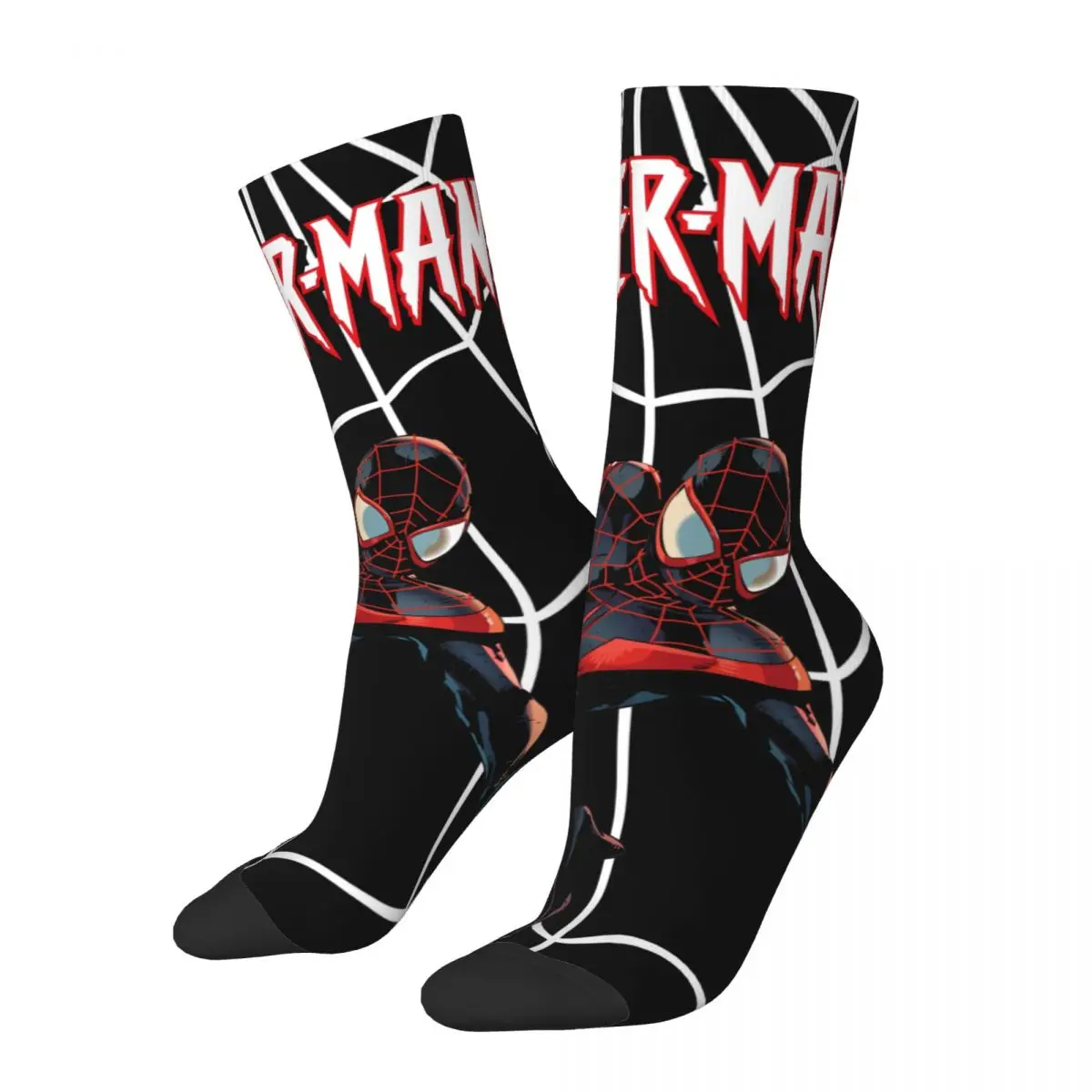 Funny Crazy compression Signs Sock for Men Hip Hop Harajuku Marvel Spider Man Happy Quality Pattern Printed Boys