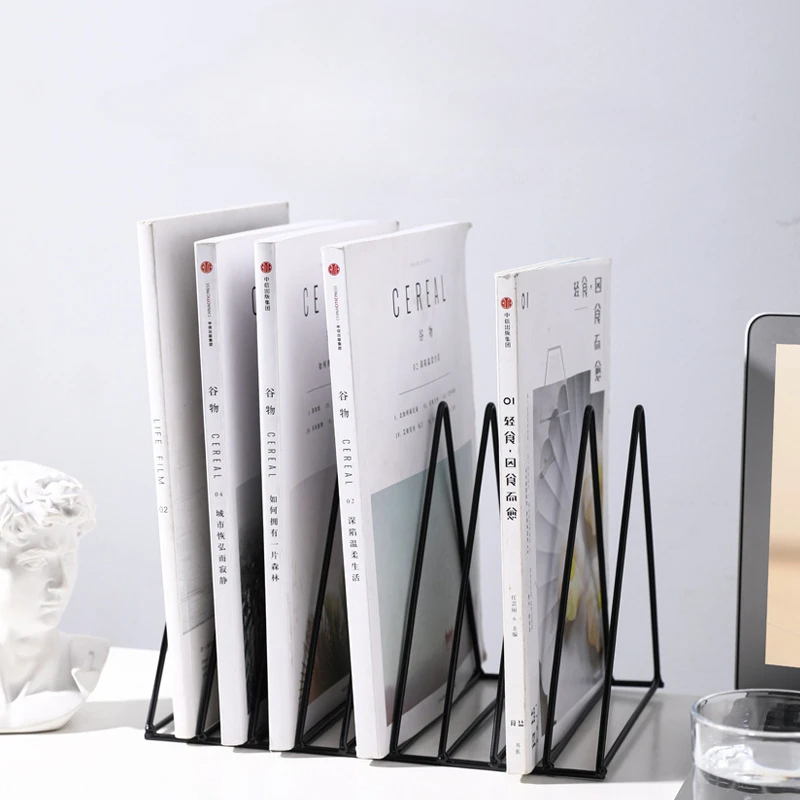 

Ins Triangle Book Stand Shelf Iron Small Bookcase Desktop Decorative Shelf Simple Magazine Organizer Book Rack Desk Organizer