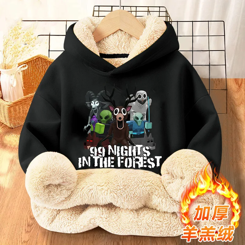 

99 ночей в лесу, детские толстовки с капюшоном в стиле аниме, утепленные толстовки с капюшоном, повседневные зимние теплые пуловеры для игр, детская одежда, подарок