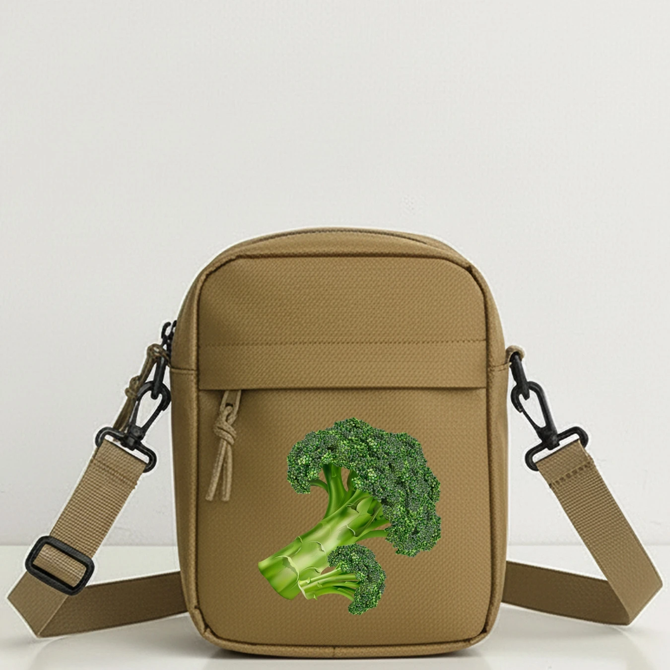 Cute Broccoli Print Mini Shoulder Bag, Adjustable Crossbody with Multiple Pockets, Fashion Travel Purse for Women, Daily Work