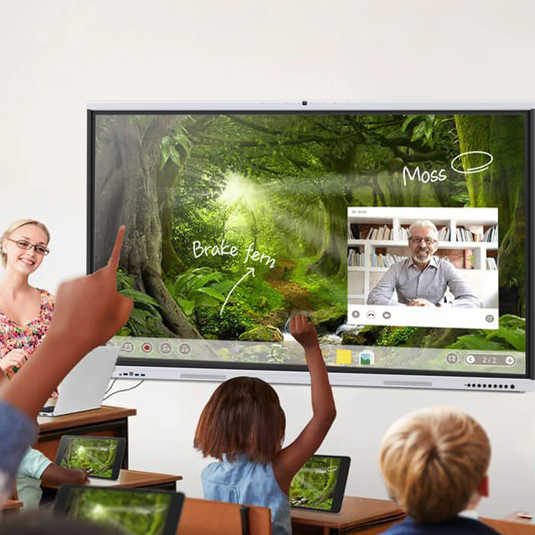 

Factory Smart TVs Board 75 Inch Portable Touch Screen Interact Television 4K Camera Android OS Mobile Display For Conference
