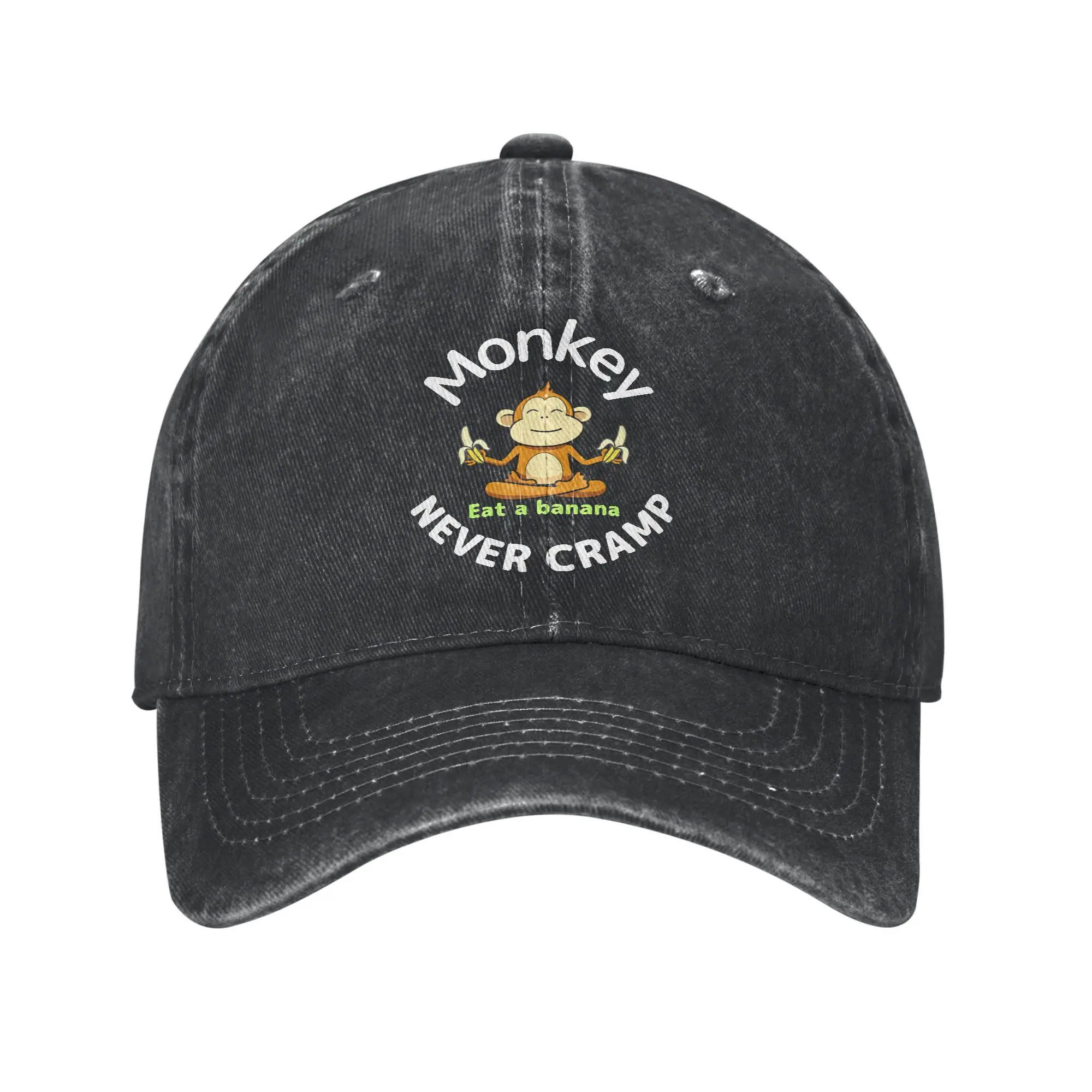 Monkey never cramp Eat a banana Sun Baseball Cap  Men Adult Design Trucker Hat Summer Casual Running Wholesale Baseball Caps