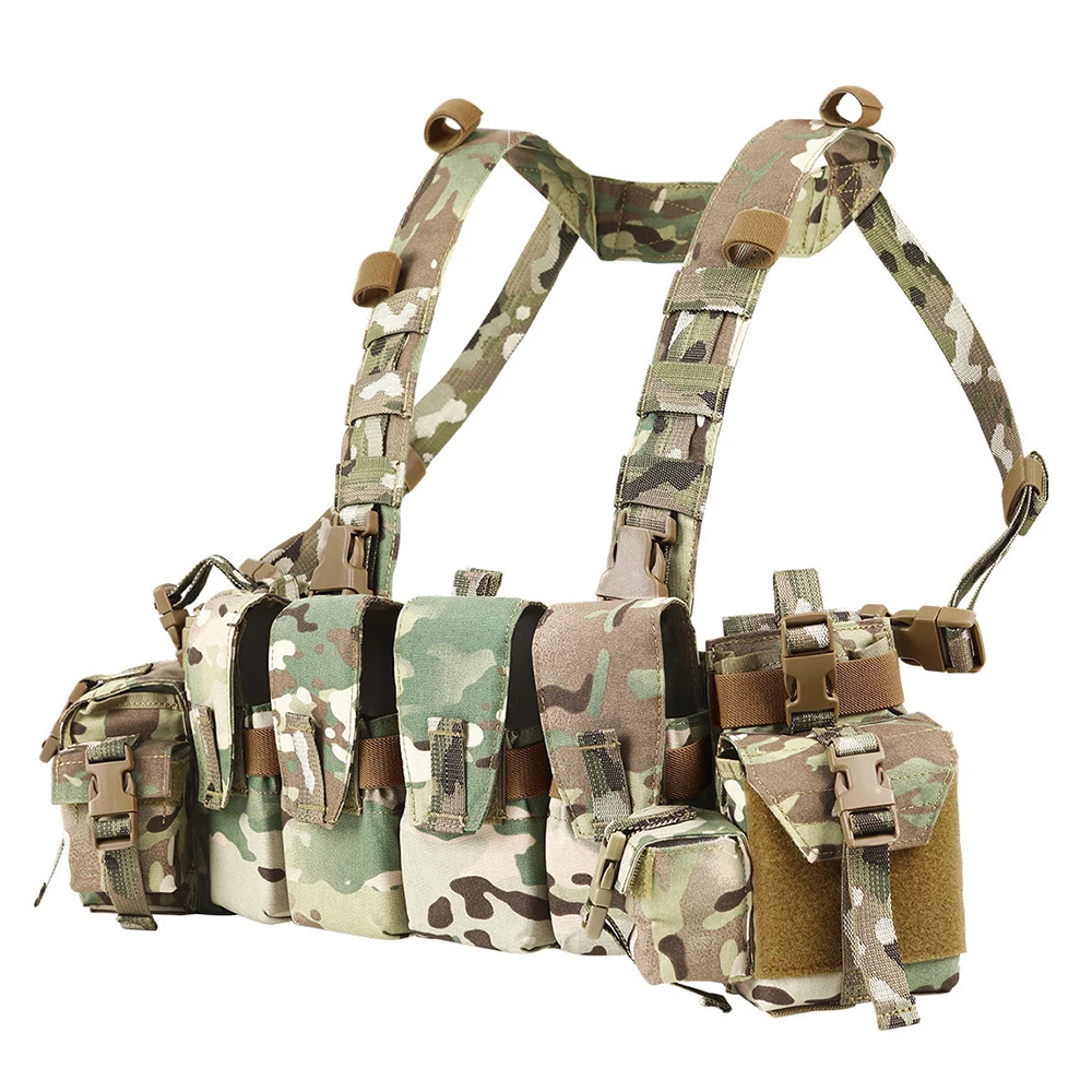 Modular Tactical Chest Rig Multicam Recon Vest MOLLE Load Bearing Gear Map Admin Pack for Airsoft CS Paintball Hunting Shooting