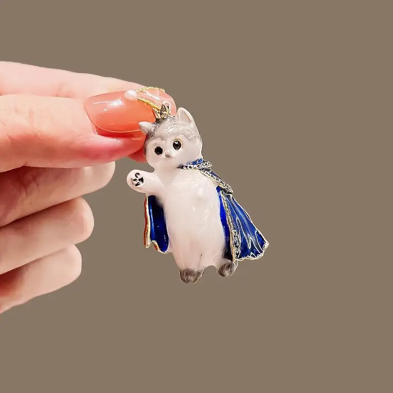 Prince Cartoon Kitten Decor Brooch Cute Enamel Unique Pin Fashion Apparel Accessory for Jacket Backpack Hat Decoration