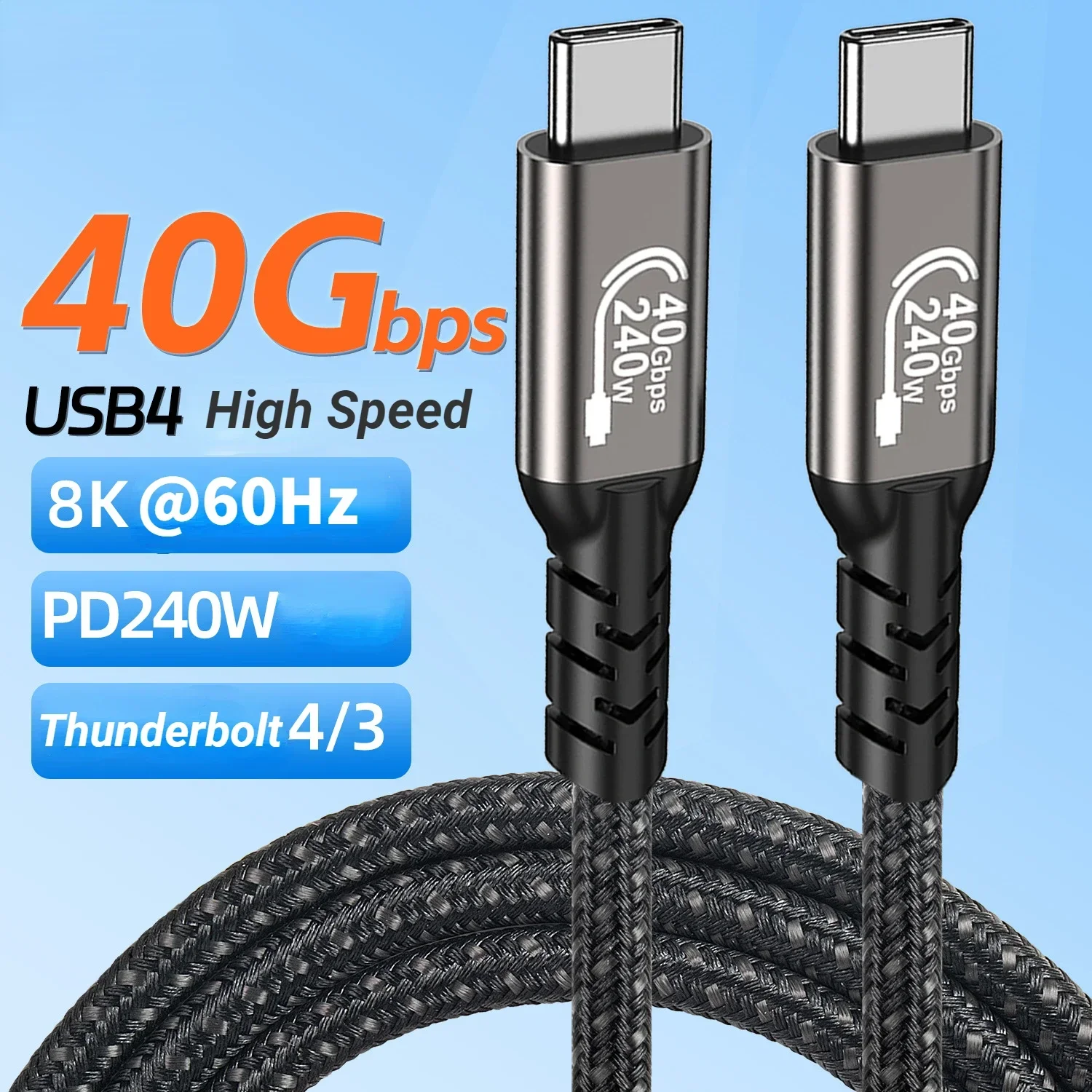 PD 240W 40Gbps USB 4 Short Cable 0.2m 0.5m 8K 60Hz USB Type C Super Speed Data Transfer Cable Thunderbolt 4/3 for Macbook Laptop