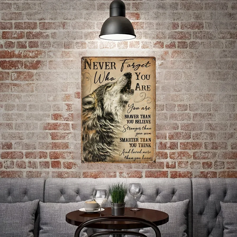 Charming Wolf Spirit Animal Sign Featuring Never Forget Who You Are Perfect for Living Room or Farmhouse Adding Meaningful Touch