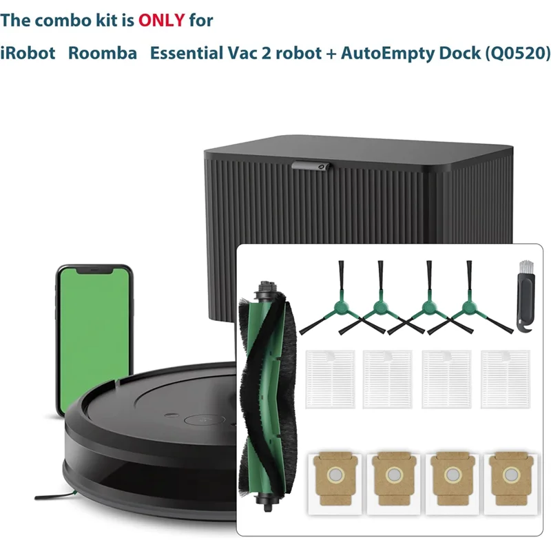 AC39-Parti di ricambio Forirobot Roomba Combo Essential Vac 2 Q0520 Accessori per aspirapolvere Spazzola laterale principale Filtri Sacchetti per la polvere