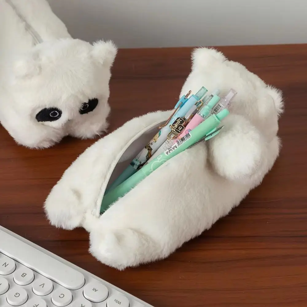 Tierpuppe Kätzchen Plüsch Federmäppchen Große Kapazität Niedliches Design Panda Plüsch Stifttasche Cartoon Reißverschluss