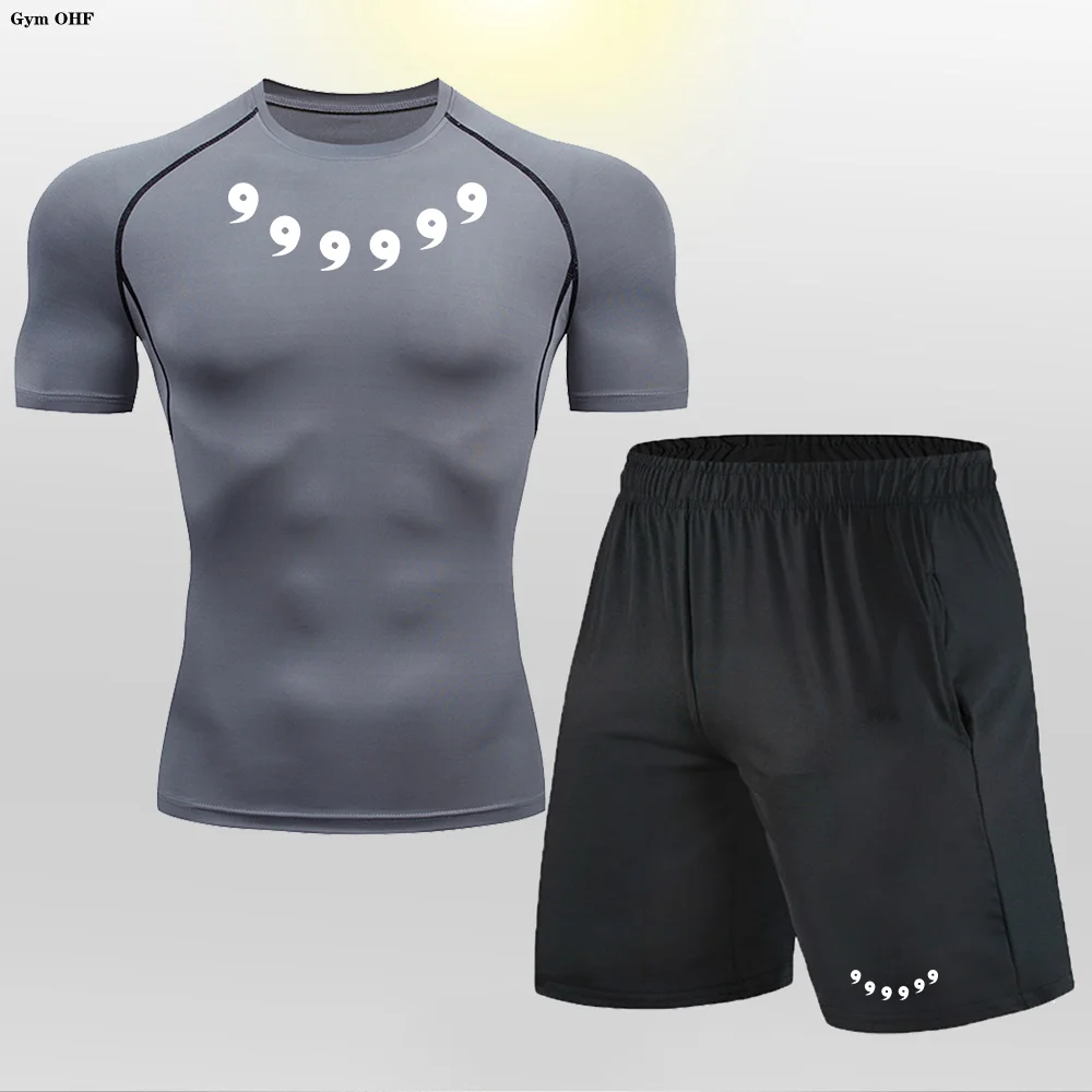 Treinamento básico masculino wicking suor manga curta conjunto de secagem rápida design verão roupas esportivas fitness apertado correndo fino terno pista