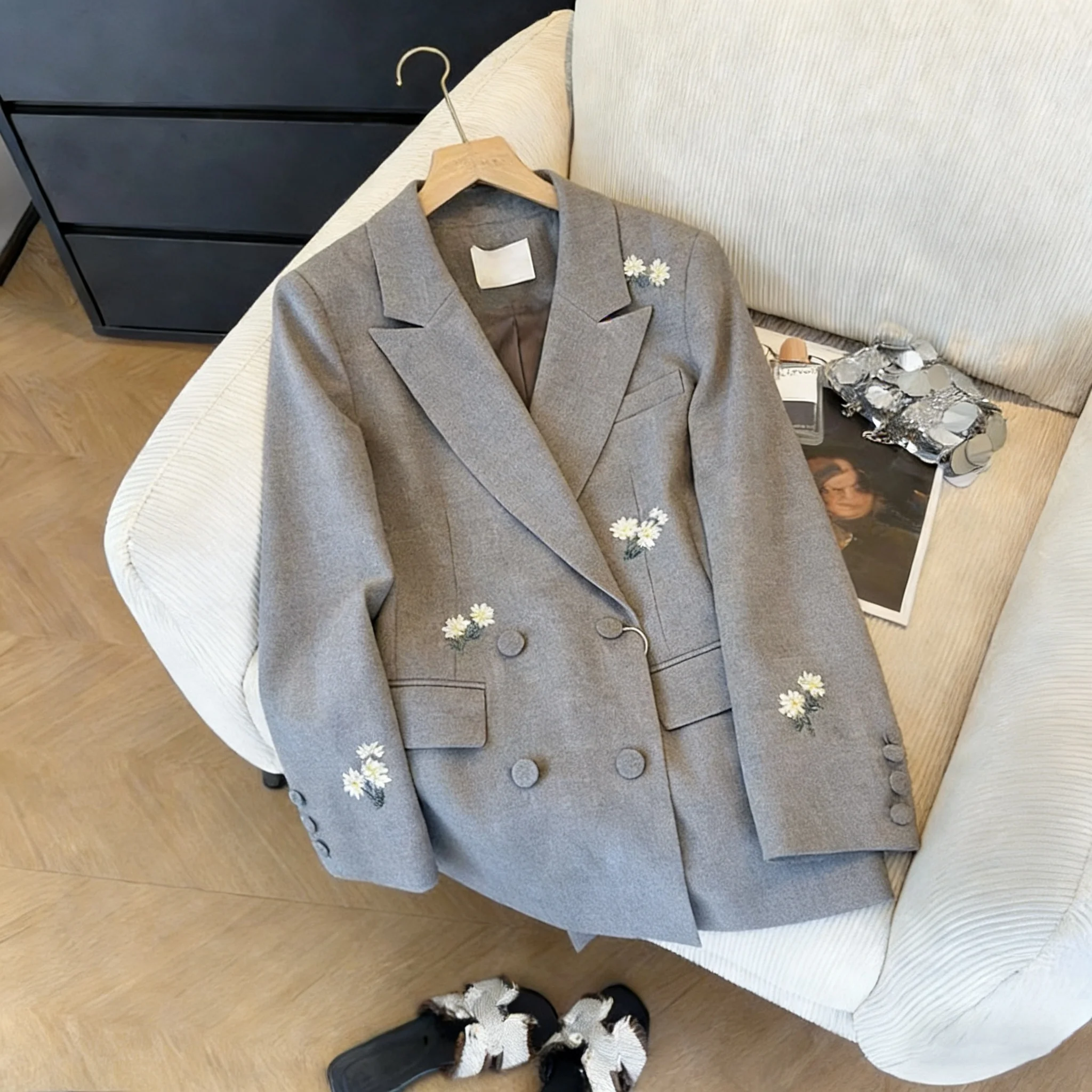 

Модный ретро-пиджак унисекс с воротником «Дейзи», свободного кроя, на весну-осень, теплый, с длинными рукавами