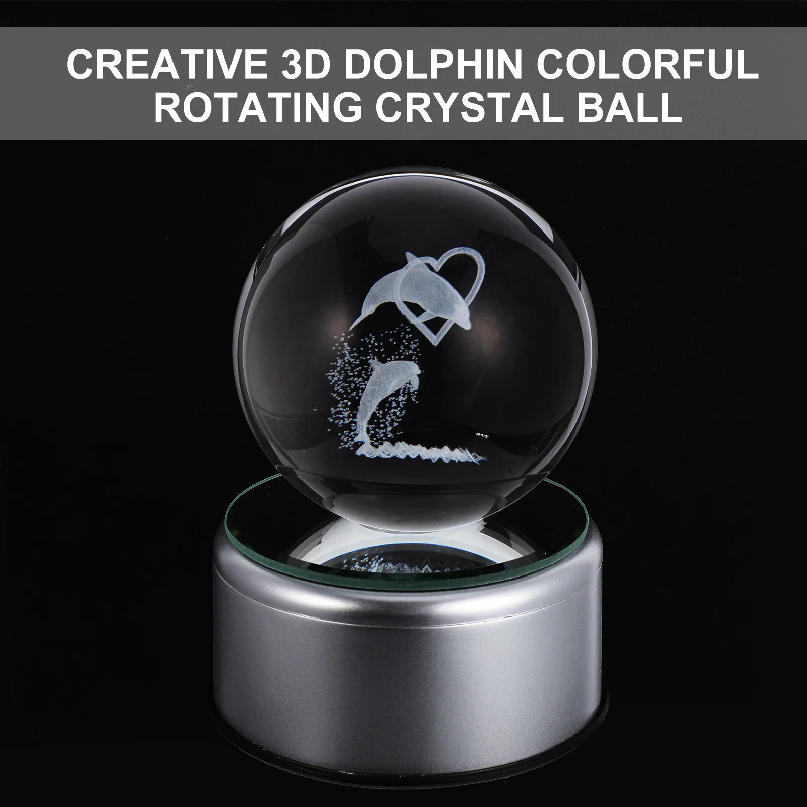

1Pcs Dolphin Crystal Ball Luminous Colorful Decorative Desktop Ornament 3D Crystal Ball Night Light Home Decor