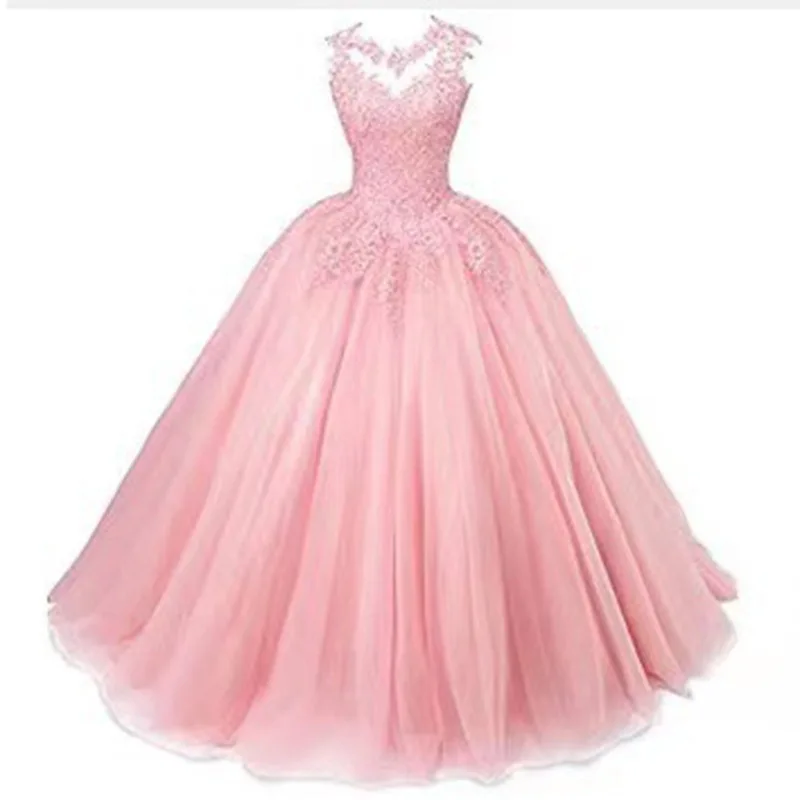 

Elegant Ball Gowns Vintage Quinceanera Dresses Appliques Tulle Lace Prom Party Gowns Formal Graduation Dress Vestido