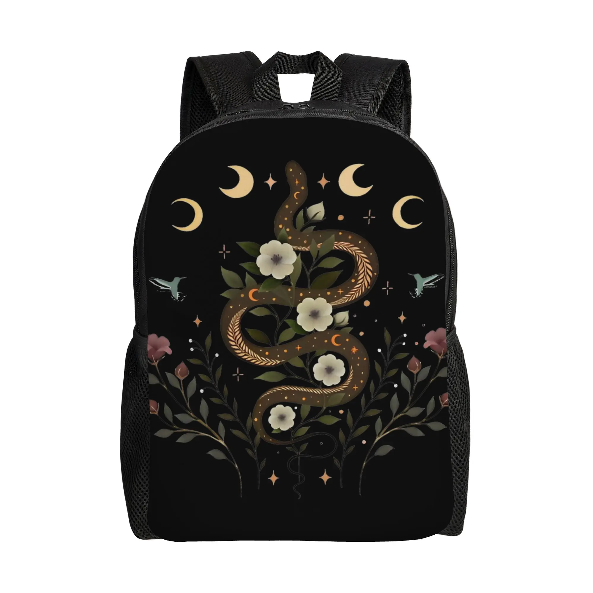 

Рюкзак Moonlit Garden Serpent Spell Snake для мужчин и женщин, студенческий, рабочий, повседневный, в стиле бохо, с цветочным принтом, сумка через плечо, спортивная сумка