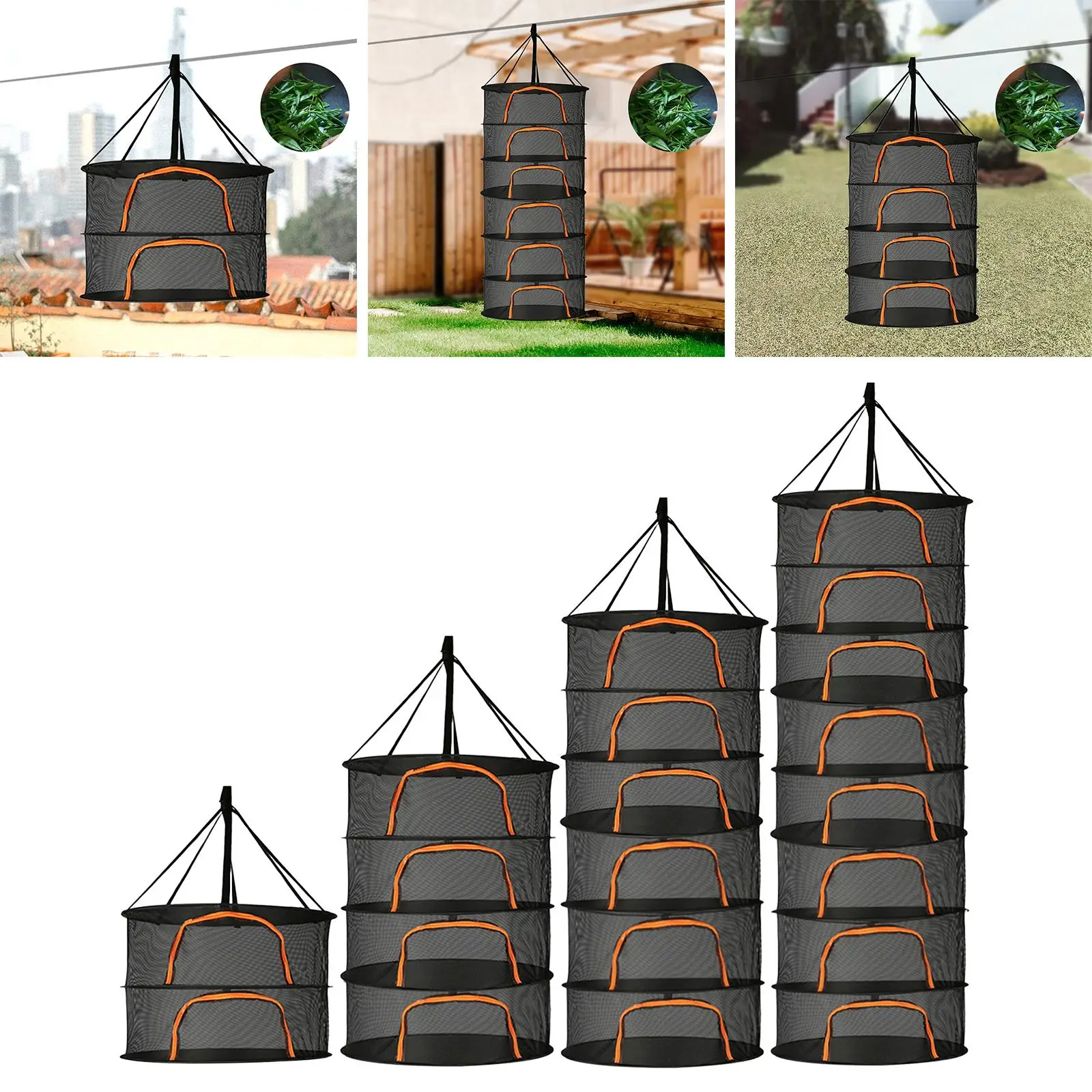Plants Drying Rack Zippered Multifunctional Folding Hanging Drying Fish Net Drying Net for Tea Fish Dolls Flowers Vegetables